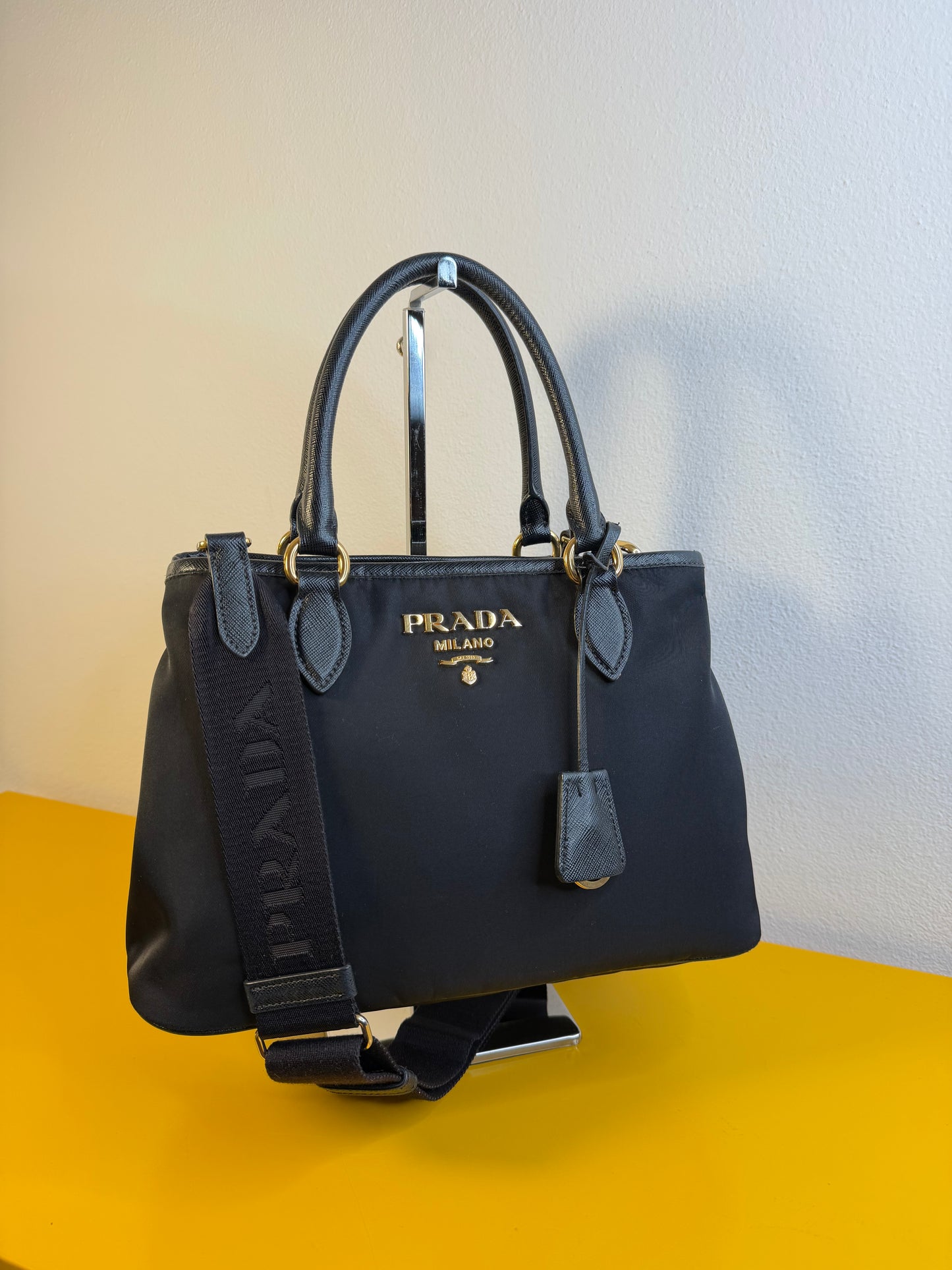 Prada tessuto e pelle Saffiano