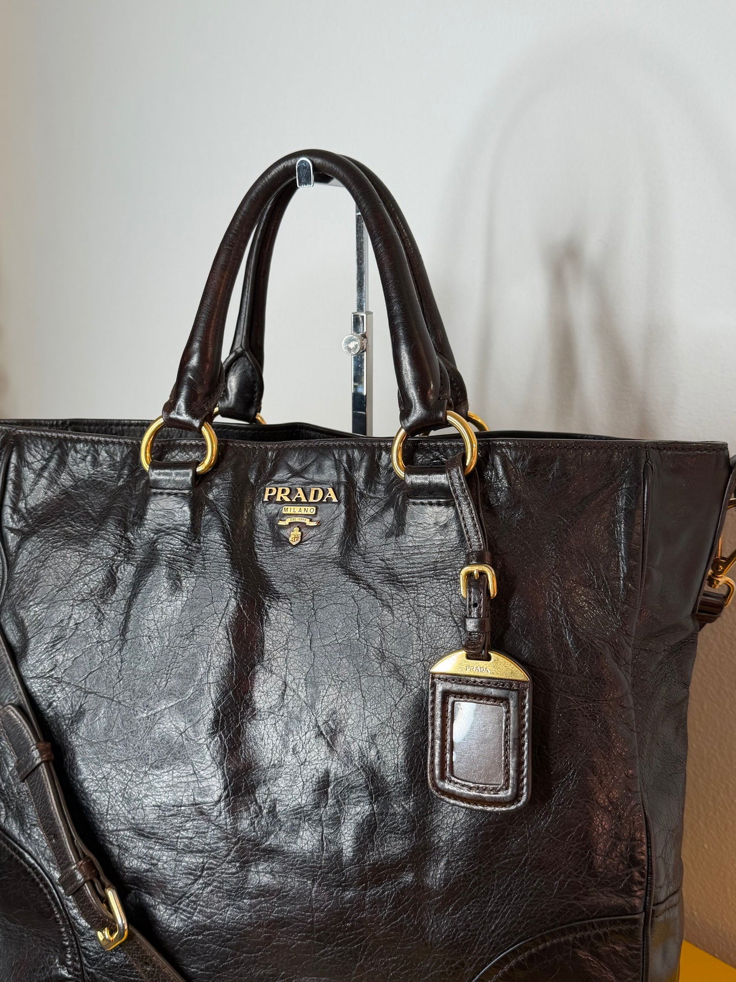Prada tote dark chocolate
