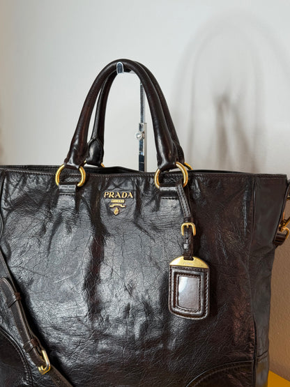 Prada tote dark chocolate