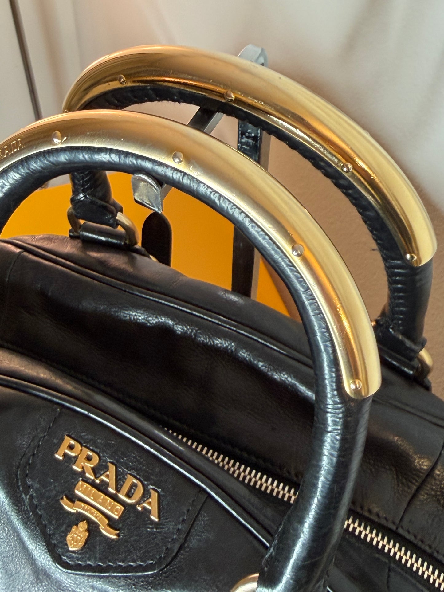 Prada tote gold handles