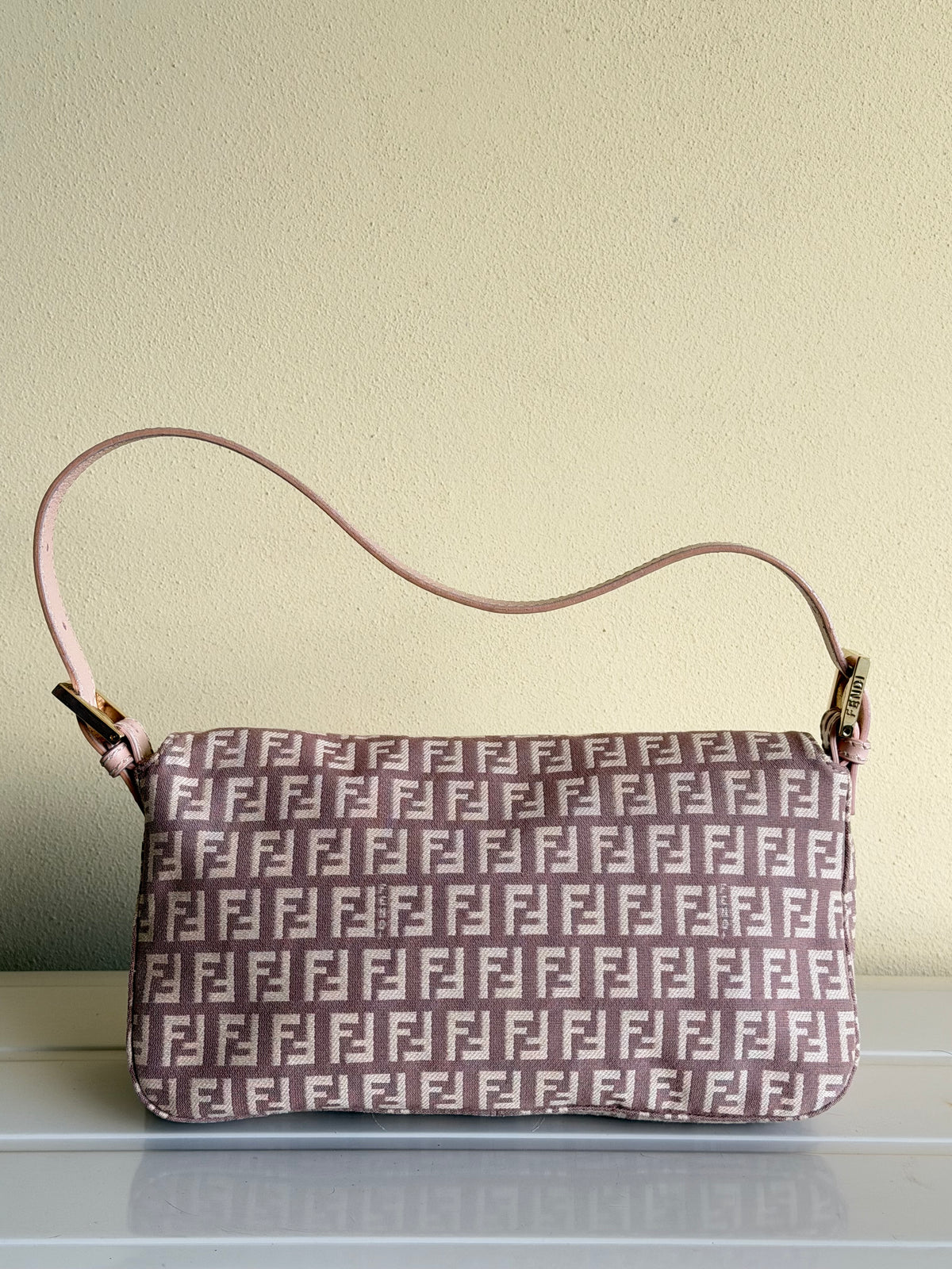 Fendi baguette double flap dust rose