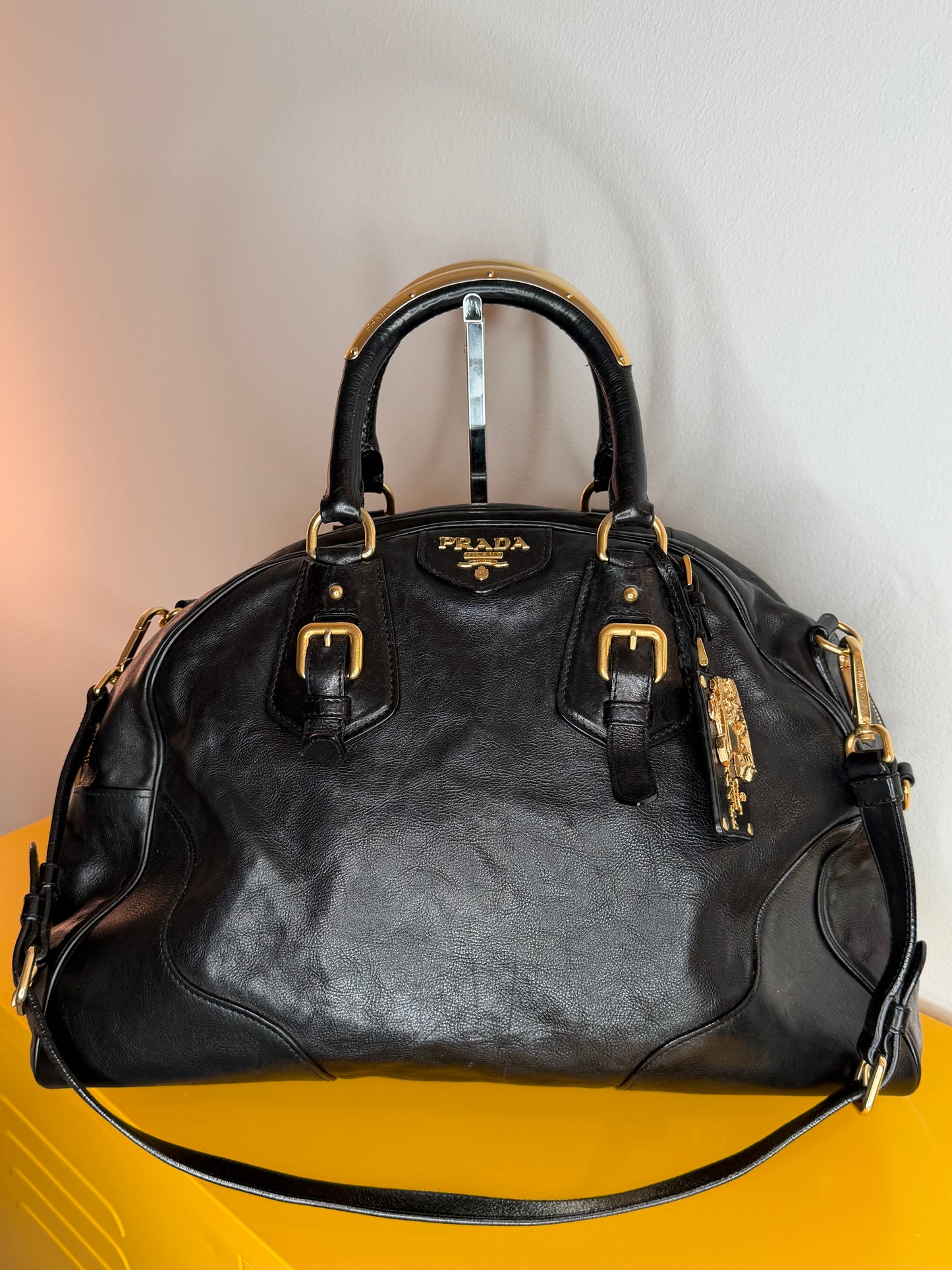 Prada tote gold handles