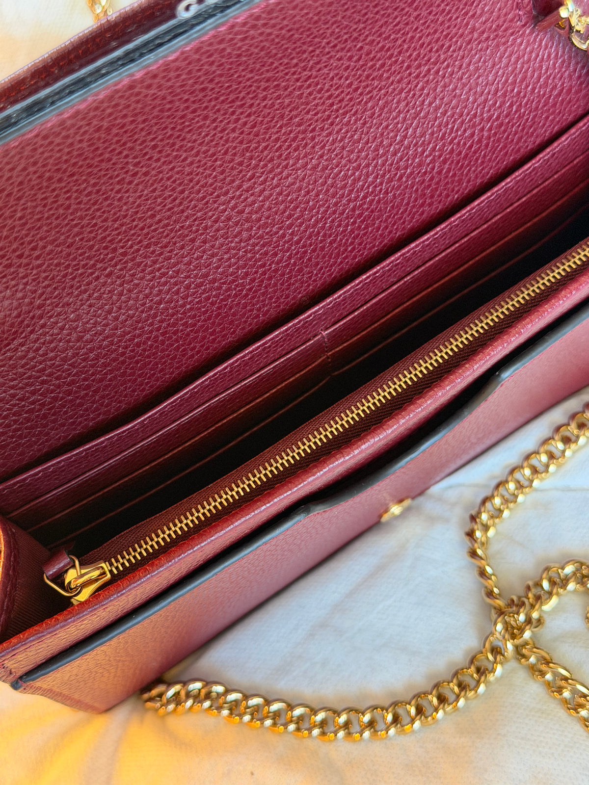 Gucci GG Marmont wallet on chain