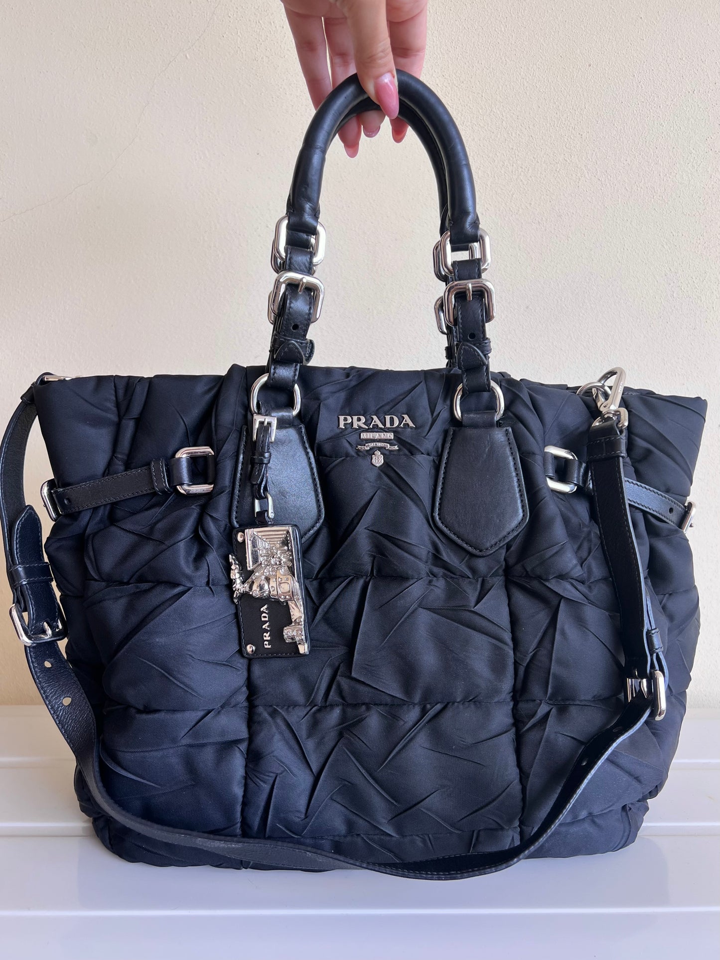 Prada Tessuto Crispy Satchel in Nylon trapuntato