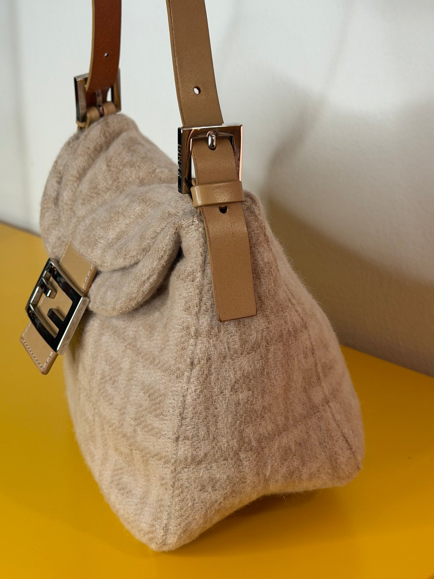 Fendi baguette double flap wool