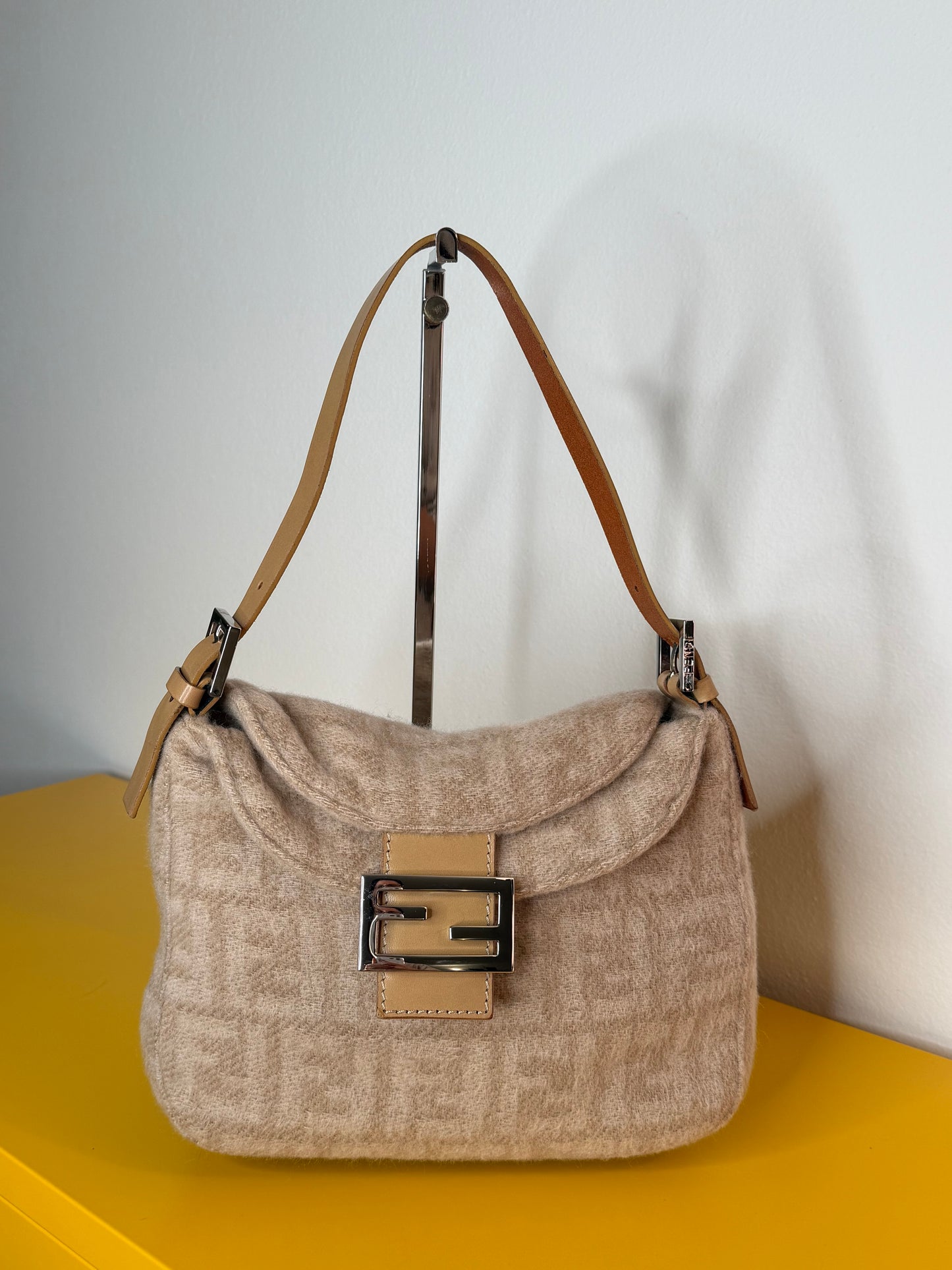 Fendi baguette double flap wool