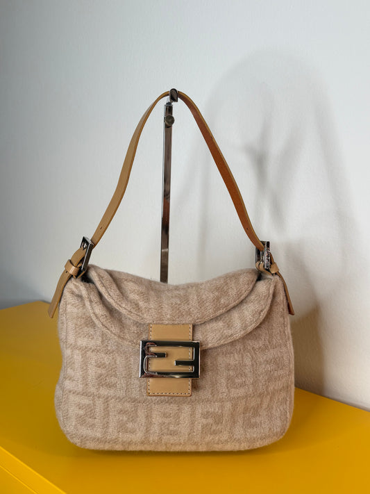 Fendi baguette double flap wool