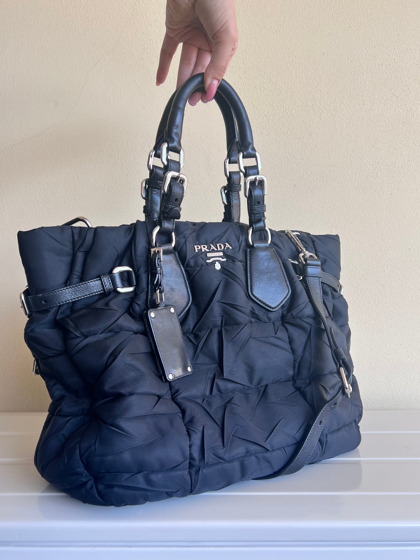 Prada Tessuto Crispy Satchel in Nylon trapuntato