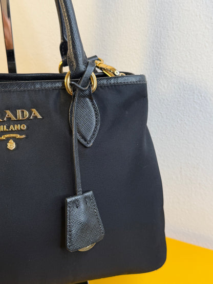 Prada tessuto e pelle Saffiano
