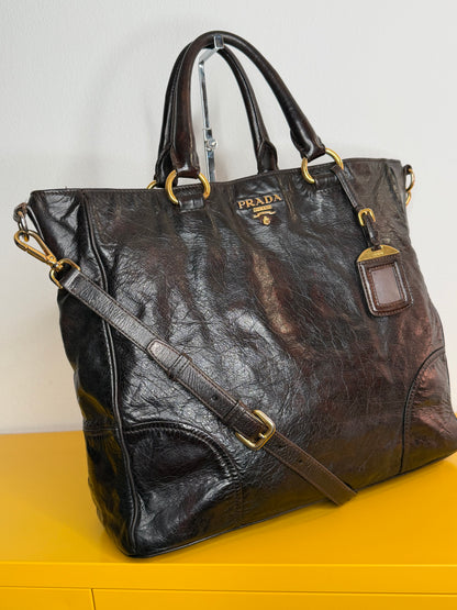 Prada tote dark chocolate