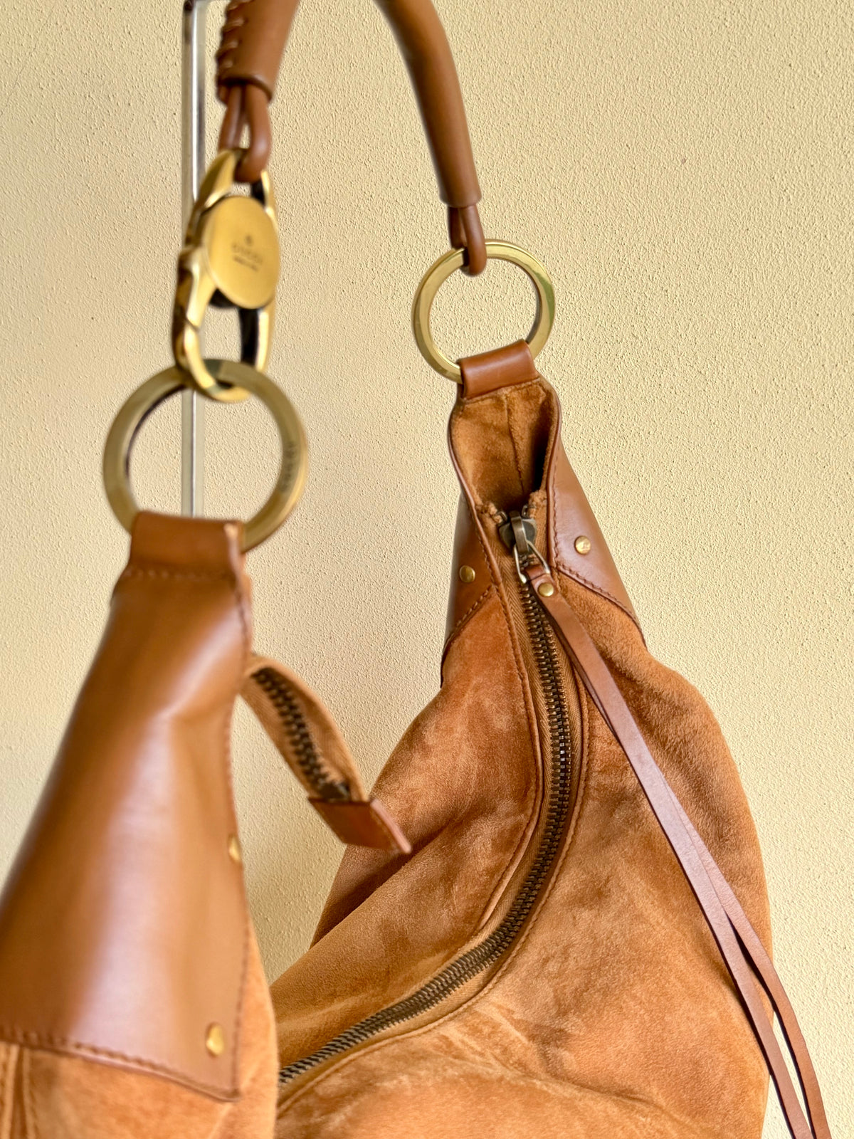 Gucci Suede Hobo Moon Bag