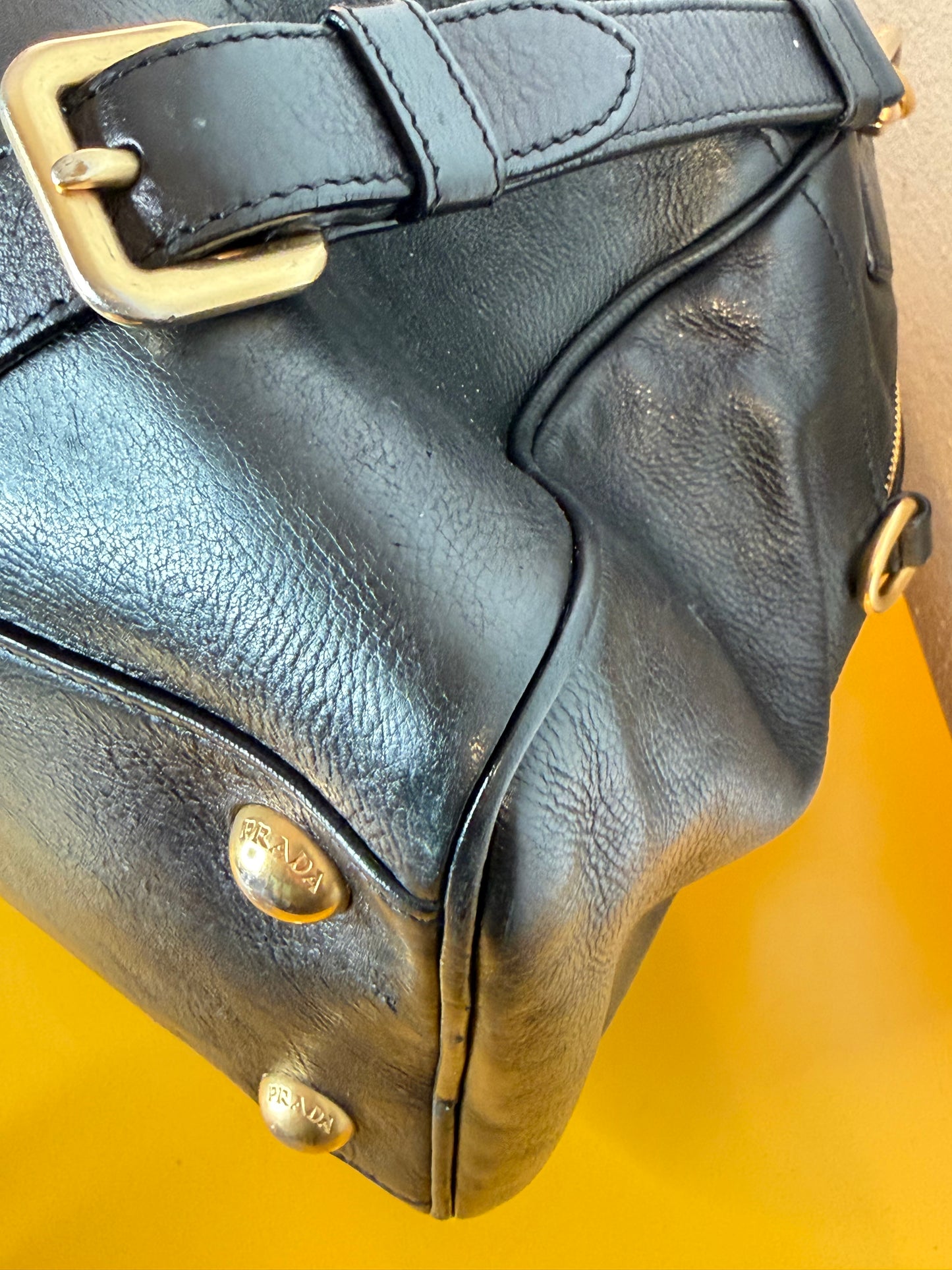 Prada tote gold handles