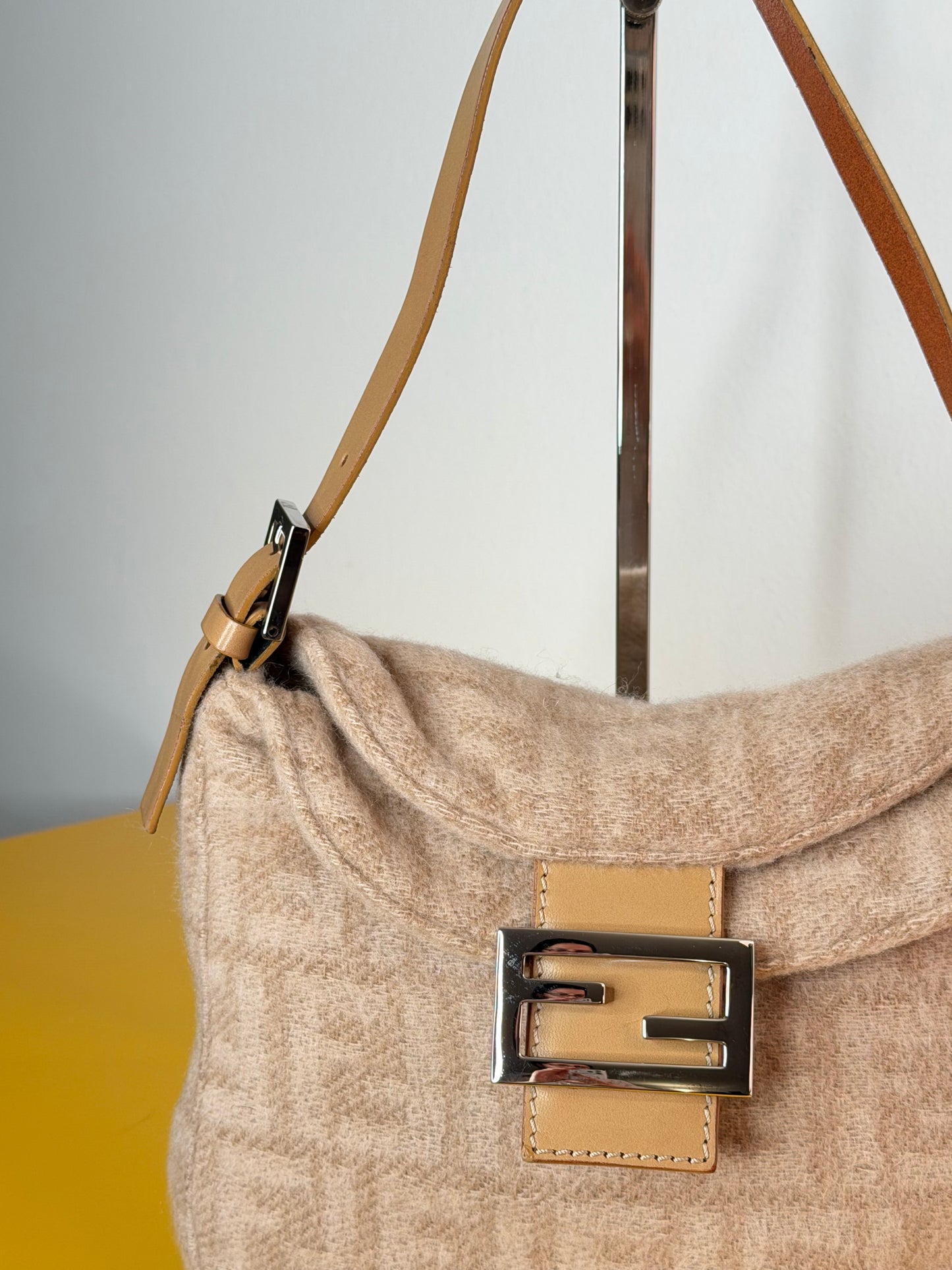 Fendi baguette double flap wool