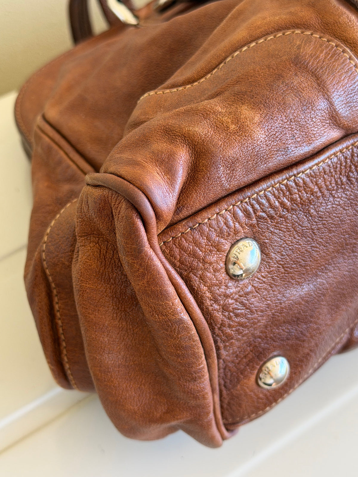 Prada bruciato washed leather