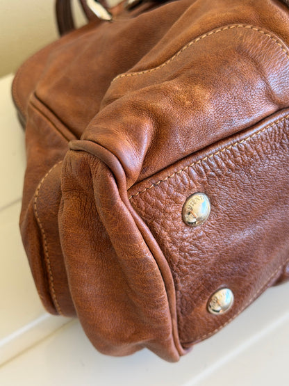 Prada bruciato washed leather