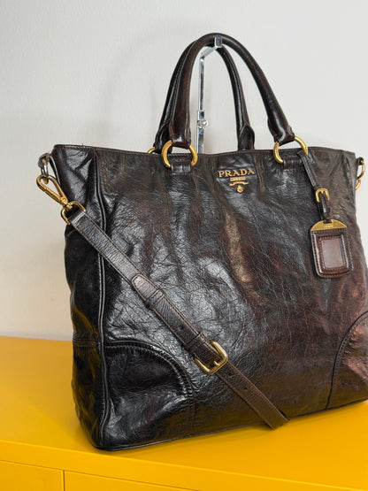 Prada tote dark chocolate
