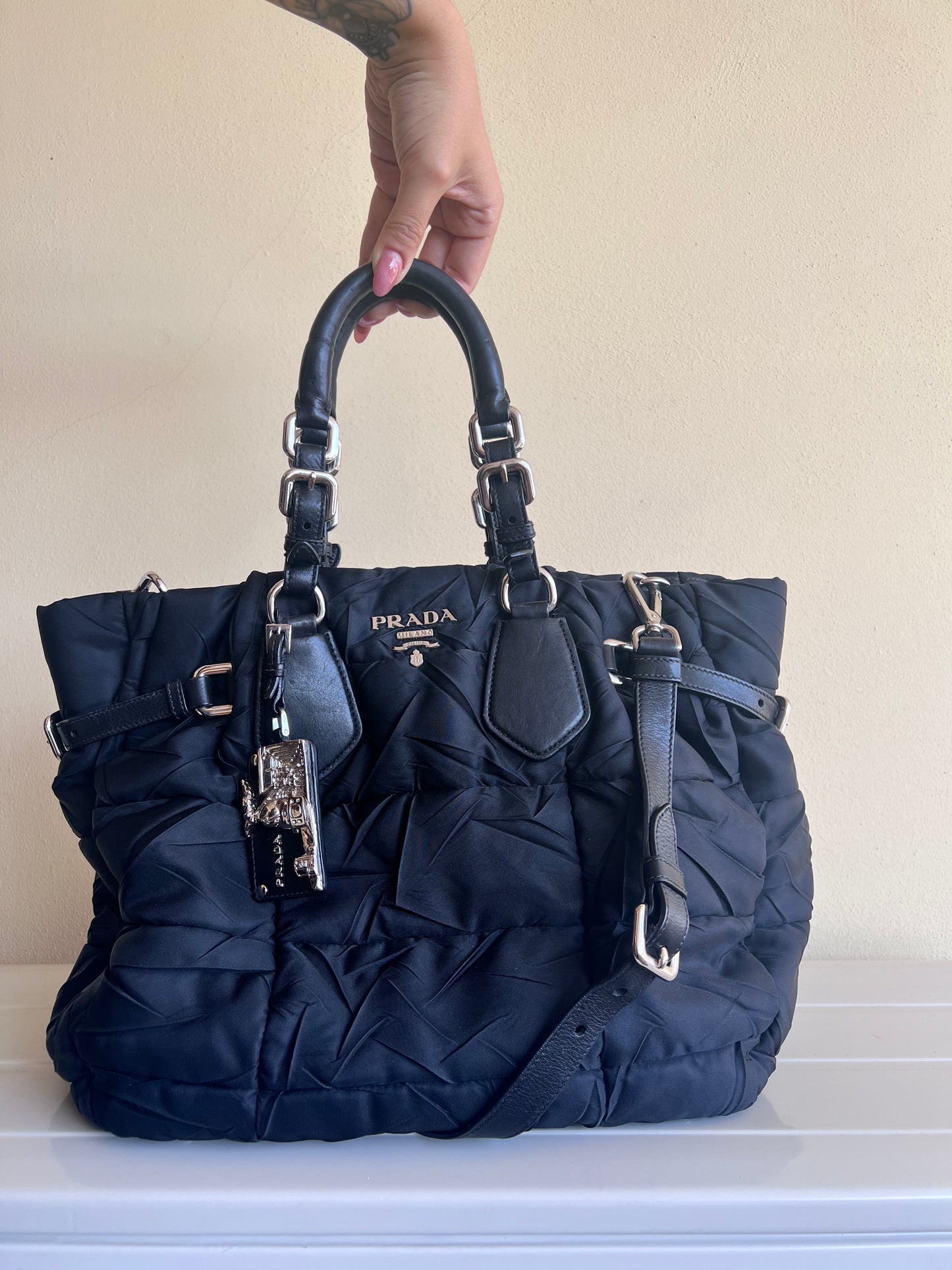 Prada Tessuto Crispy Satchel in Nylon trapuntato