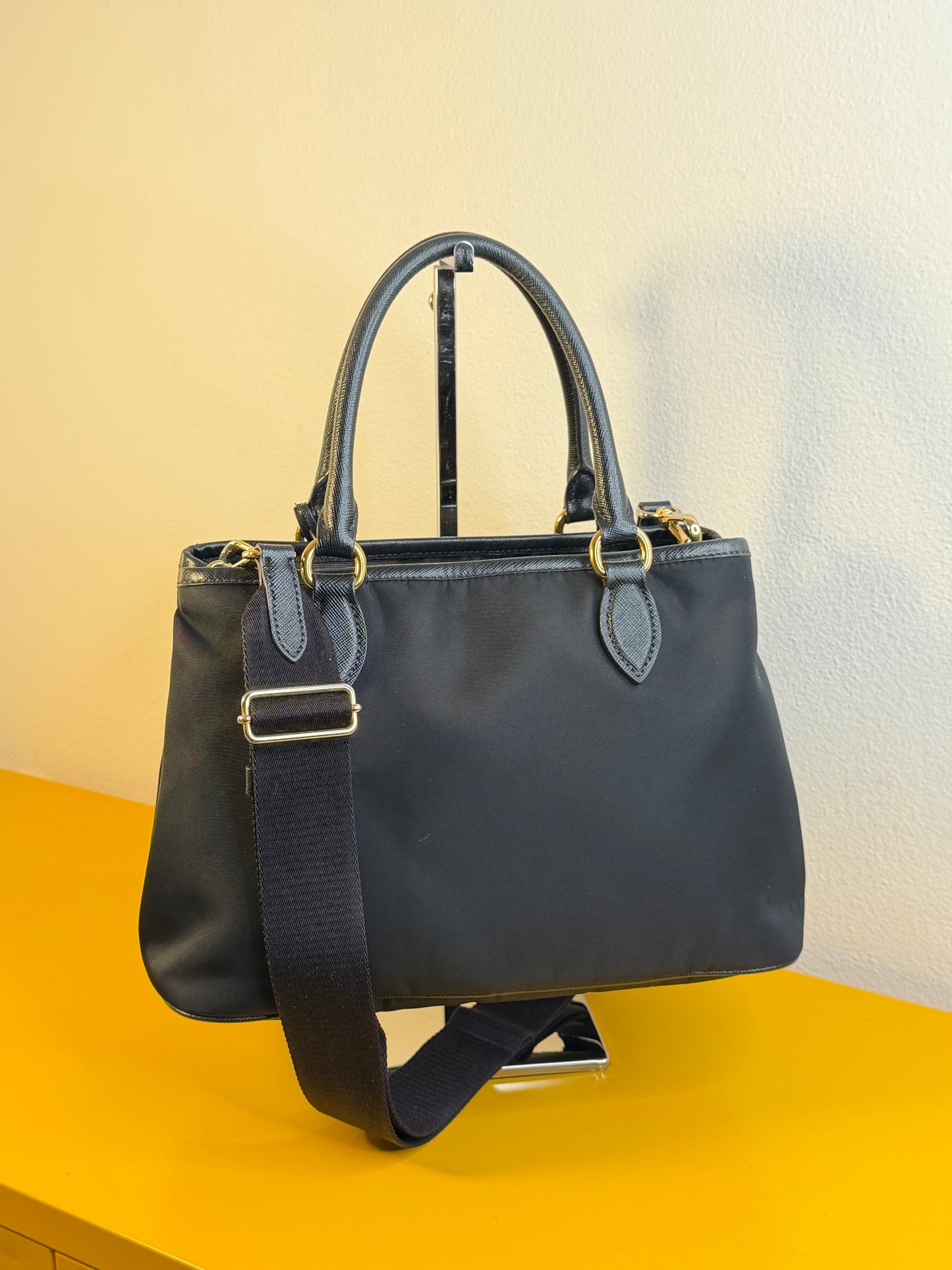 Prada tessuto e pelle Saffiano