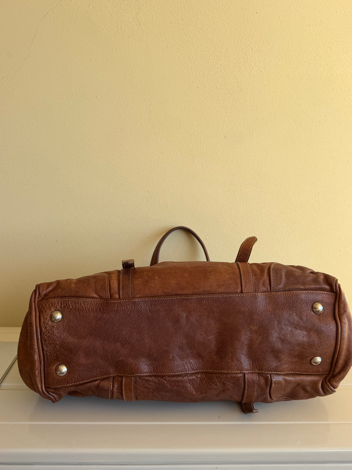 Prada bruciato washed leather