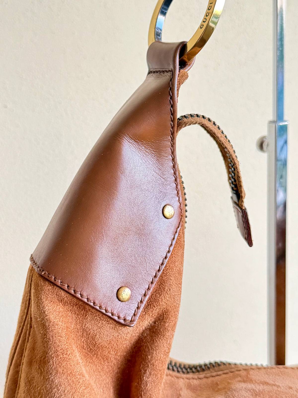 Gucci Suede Hobo Moon Bag