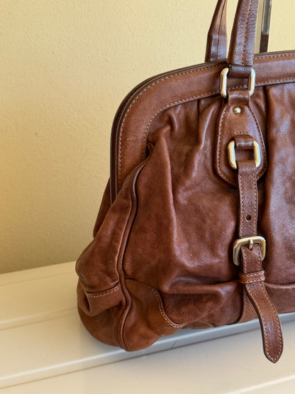 Prada bruciato washed leather