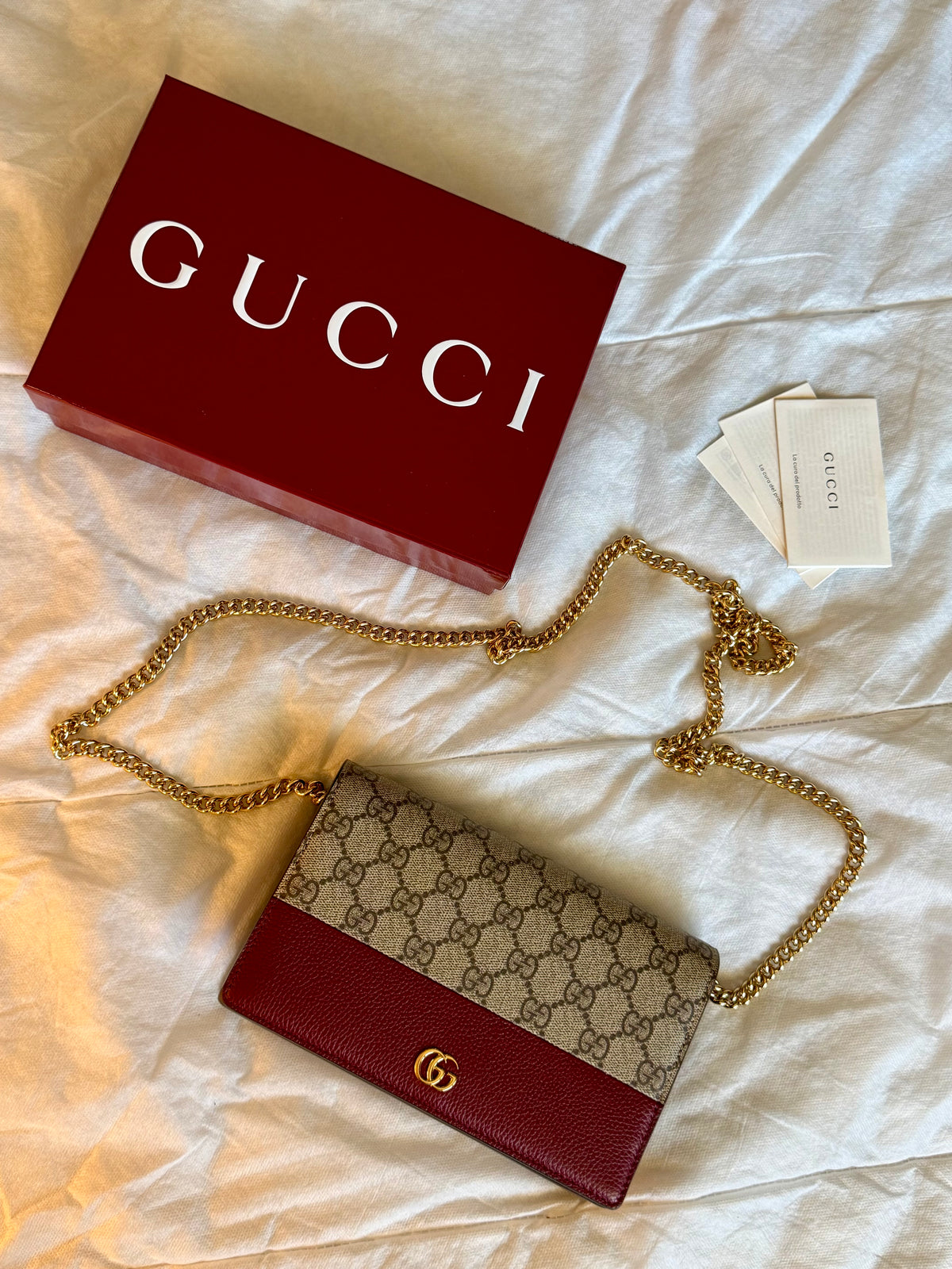 Gucci GG Marmont wallet on chain
