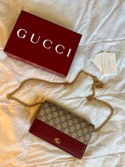 Gucci GG Marmont wallet on chain