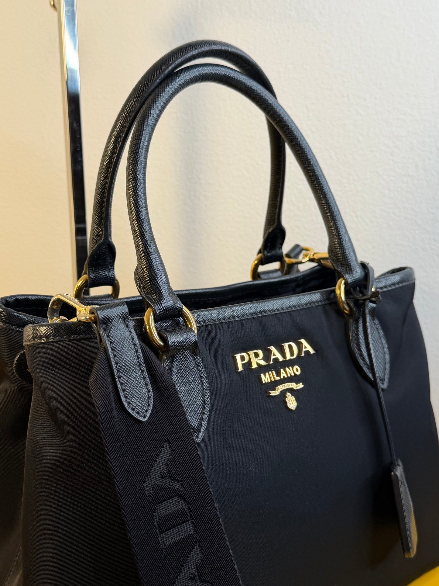 Prada tessuto e pelle Saffiano