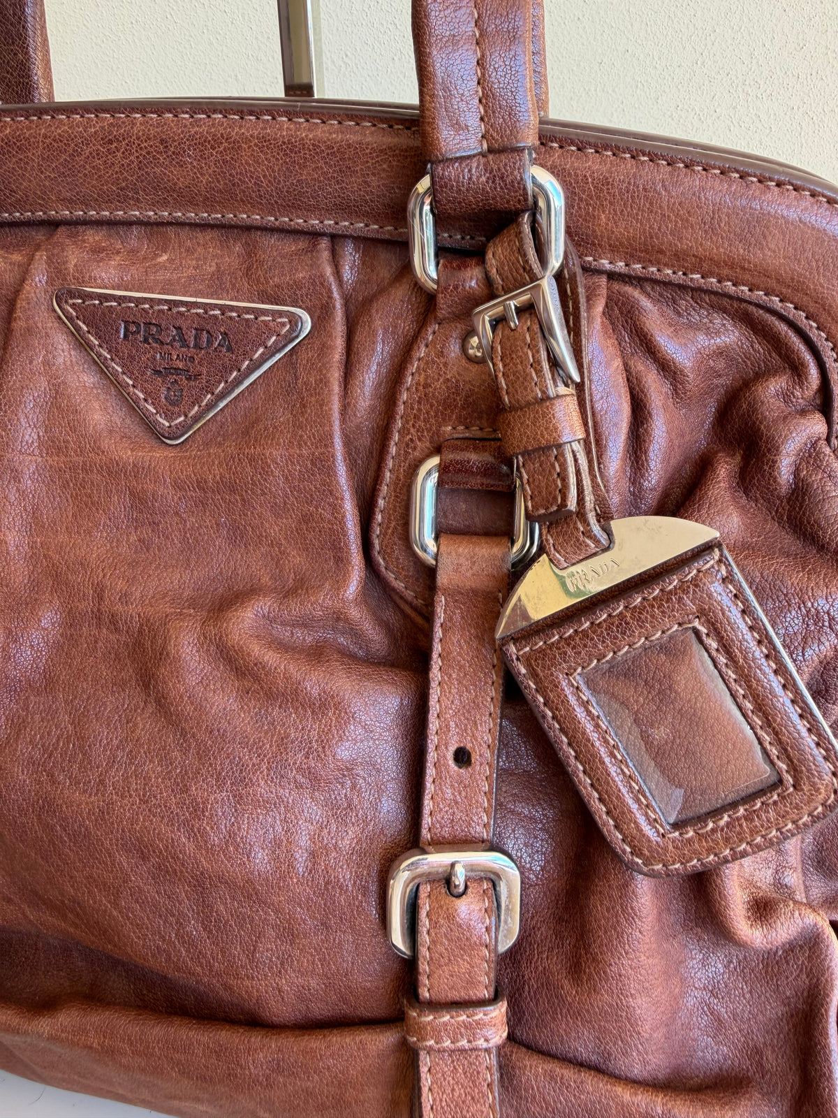Prada bruciato washed leather