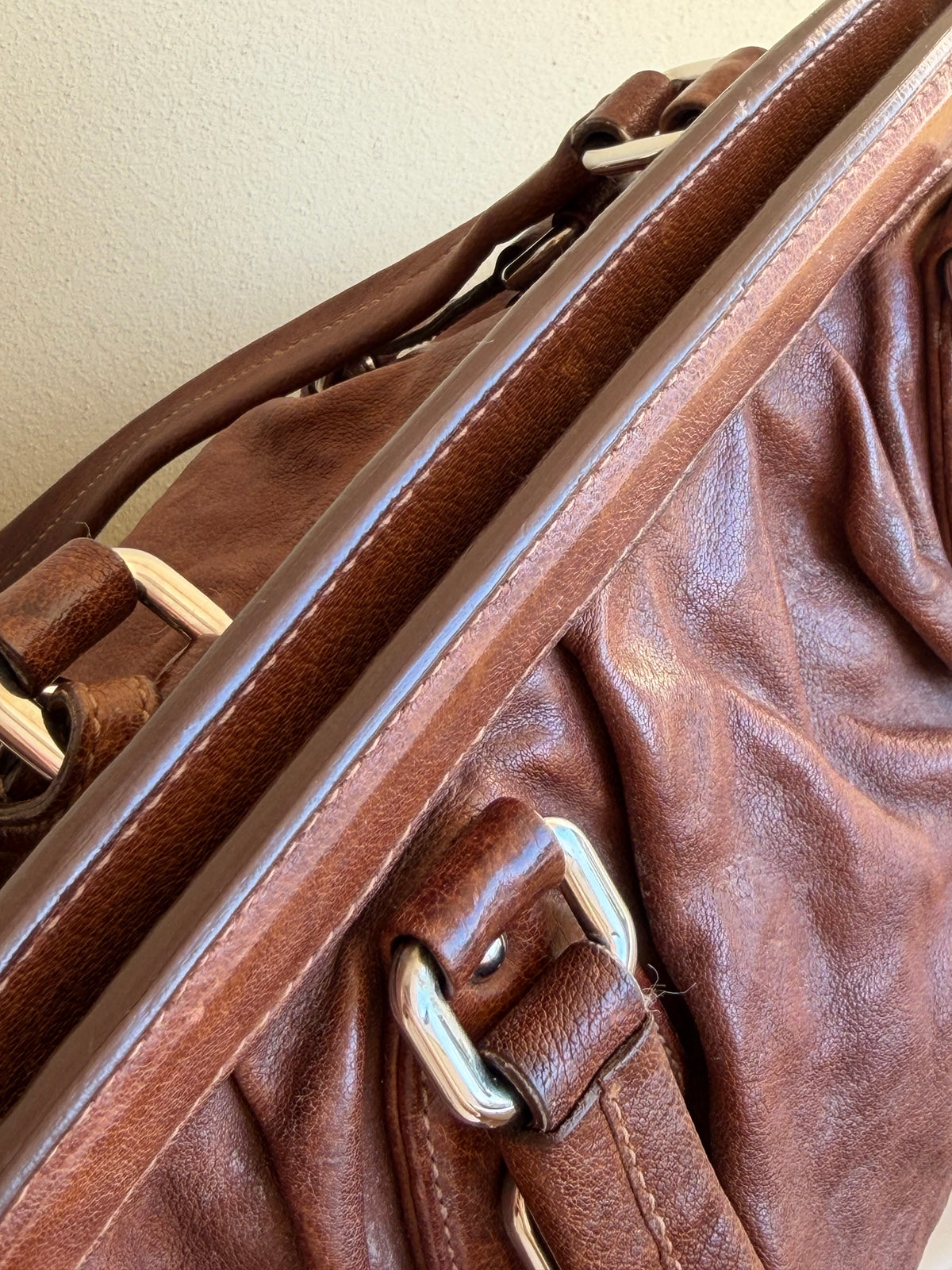 Prada bruciato washed leather
