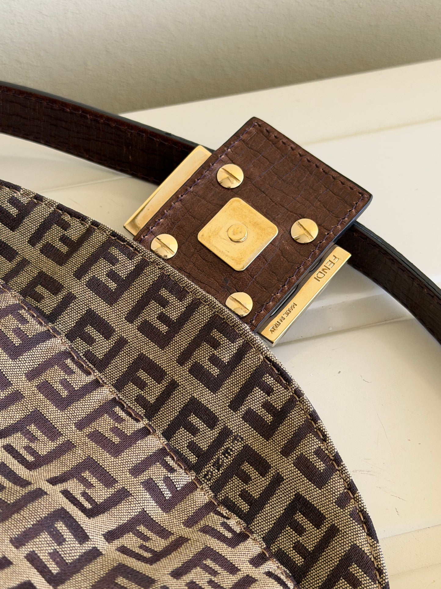 Fendi baguette double flap zucchino