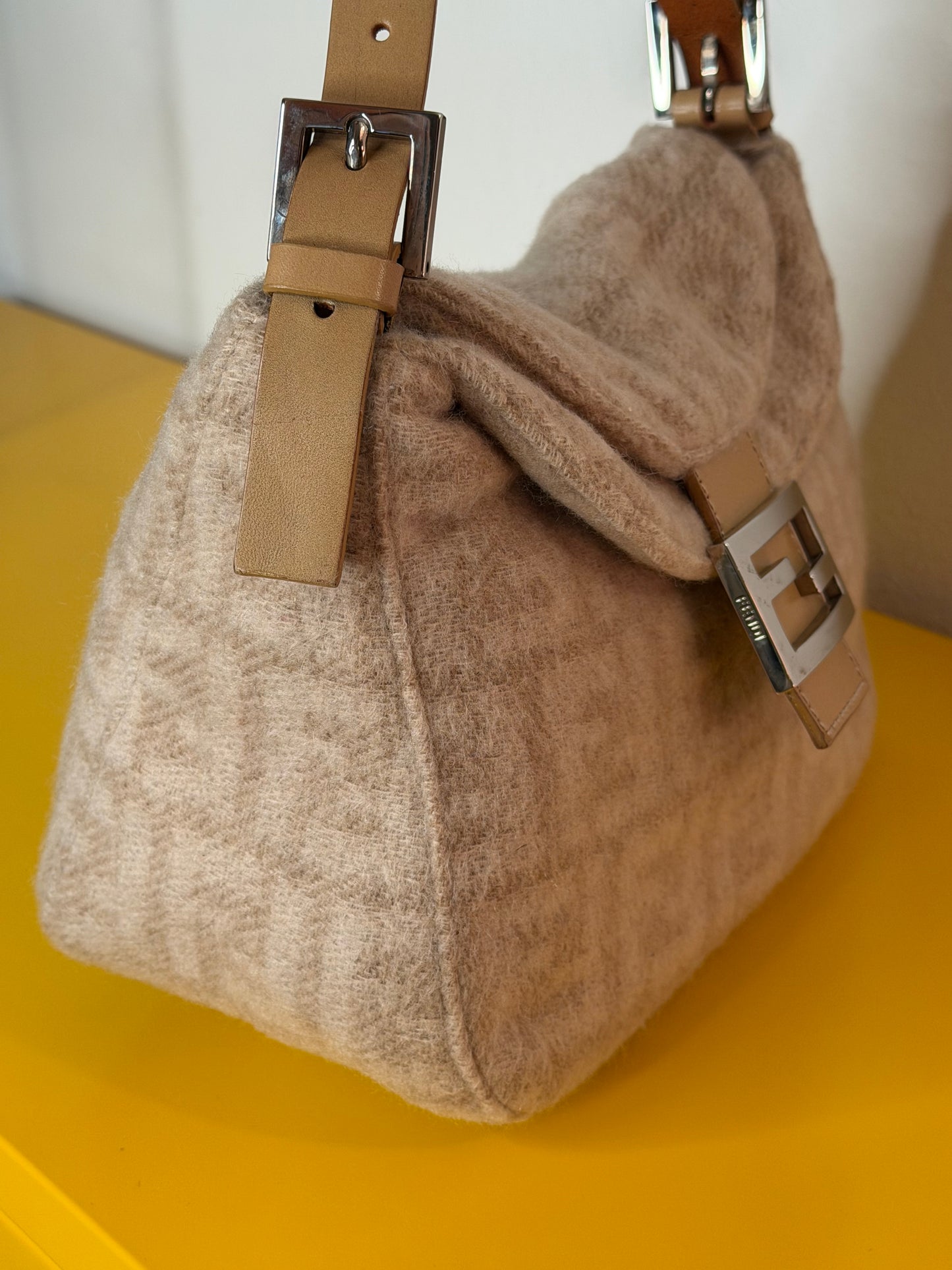 Fendi baguette double flap wool