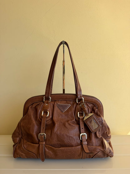 Prada bruciato washed leather