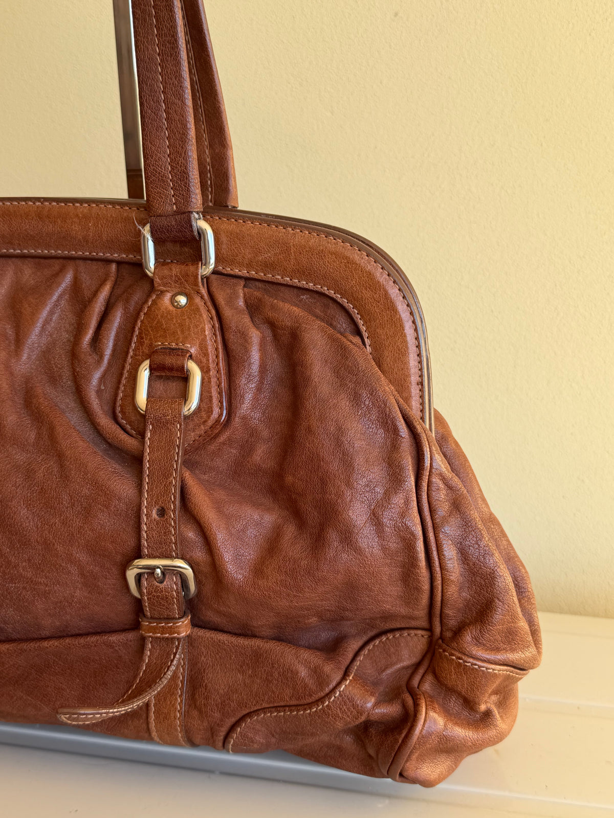 Prada bruciato washed leather