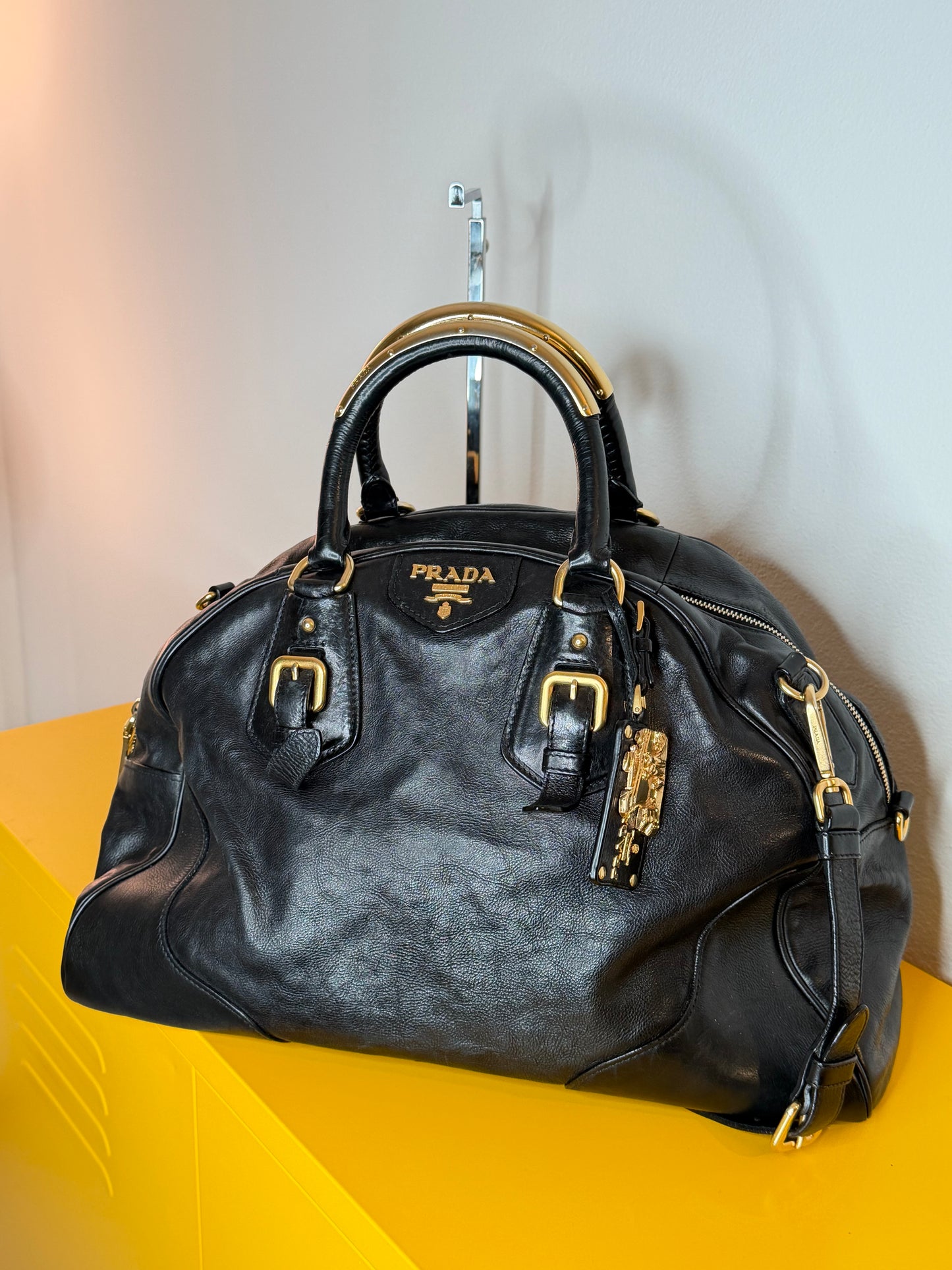 Prada tote gold handles