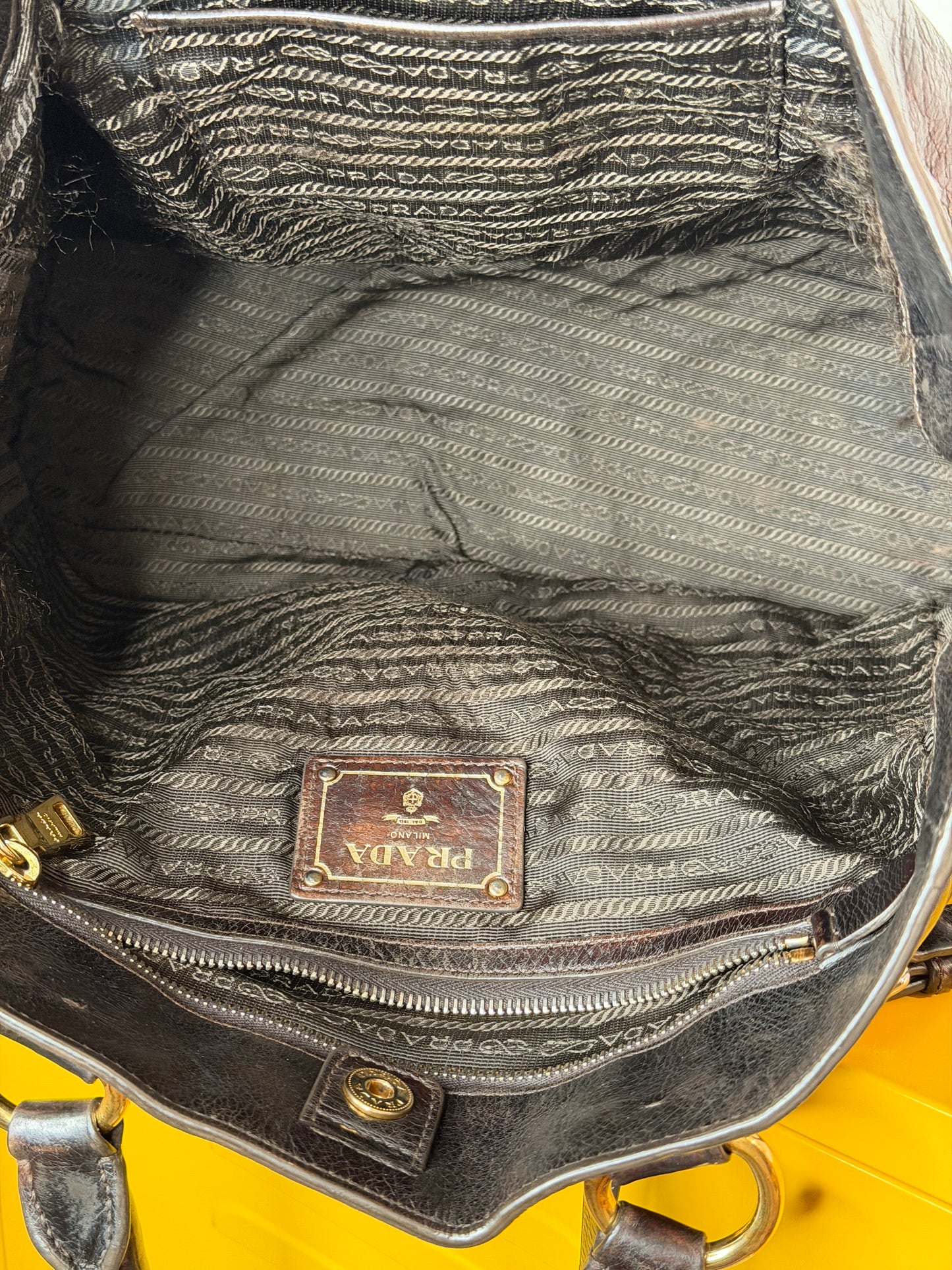 Prada tote dark chocolate