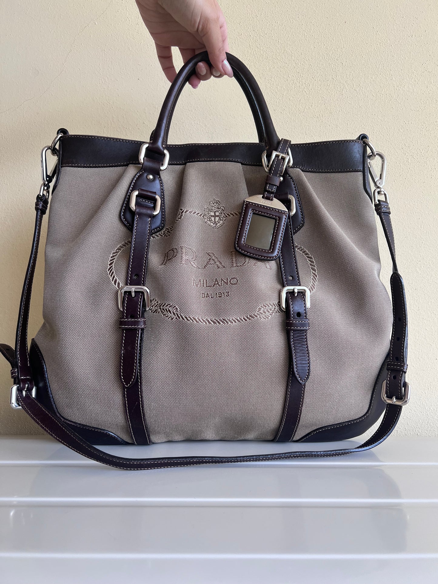 Prada Logo Jaquard tote