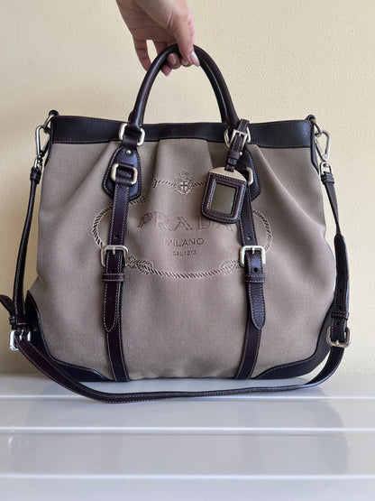 Prada Logo Jaquard tote