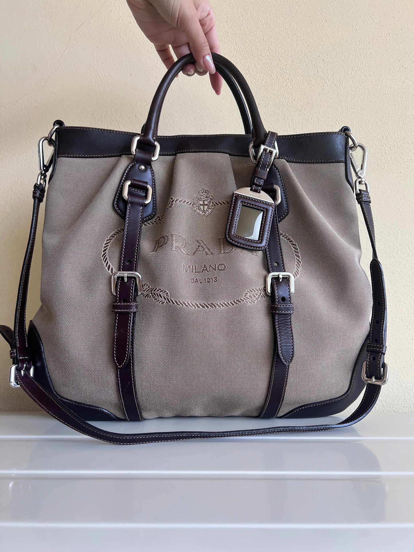 Prada Logo Jaquard tote