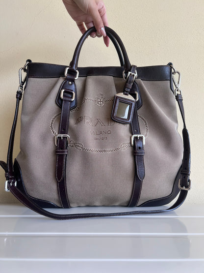 Prada Logo Jaquard tote