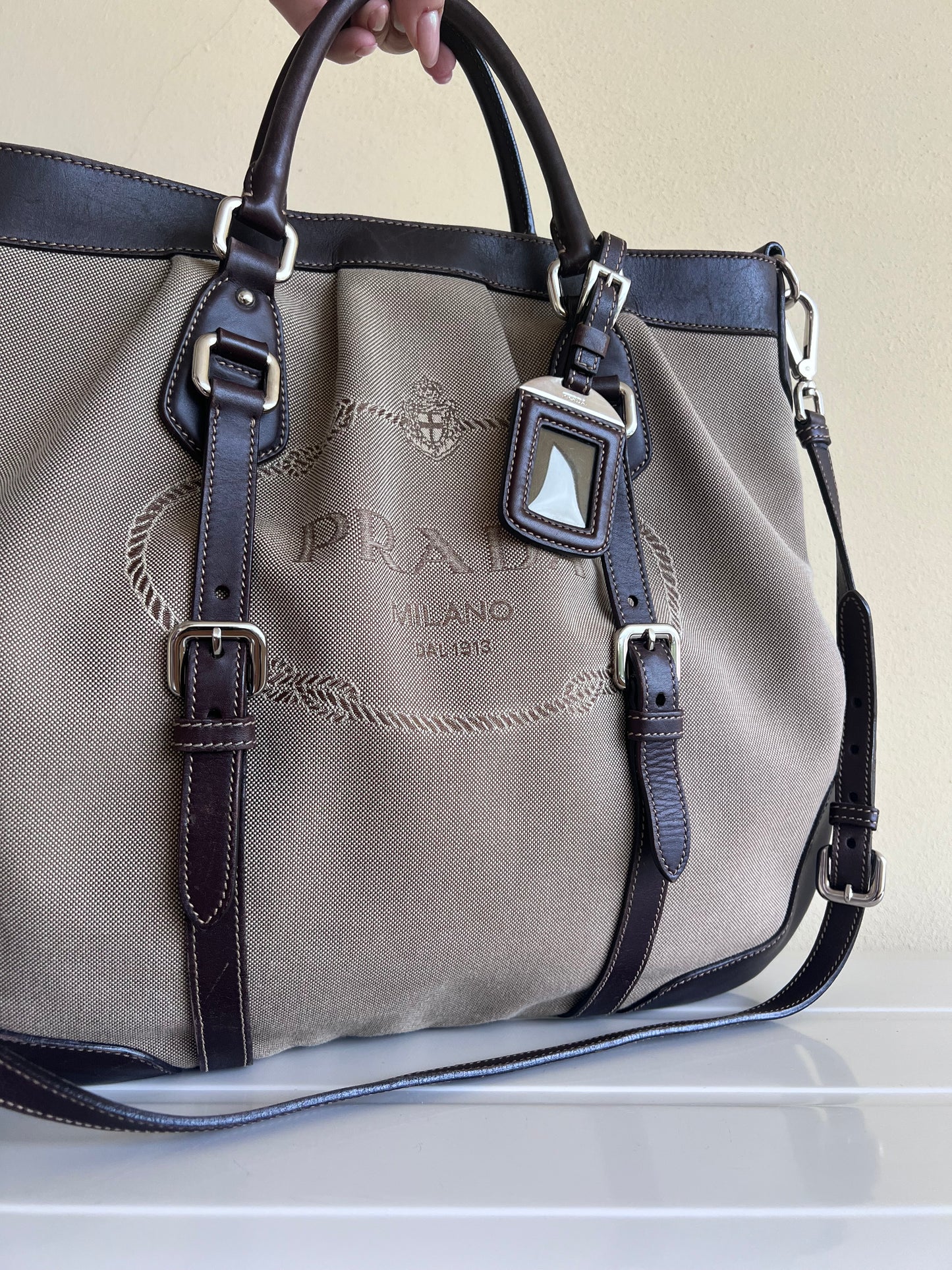 Prada Logo Jaquard tote