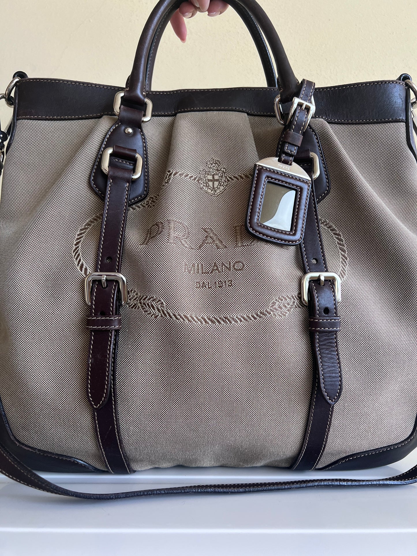 Prada Logo Jaquard tote