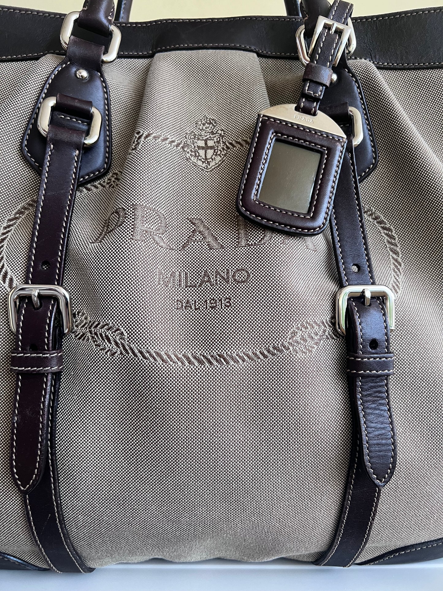 Prada Logo Jaquard tote