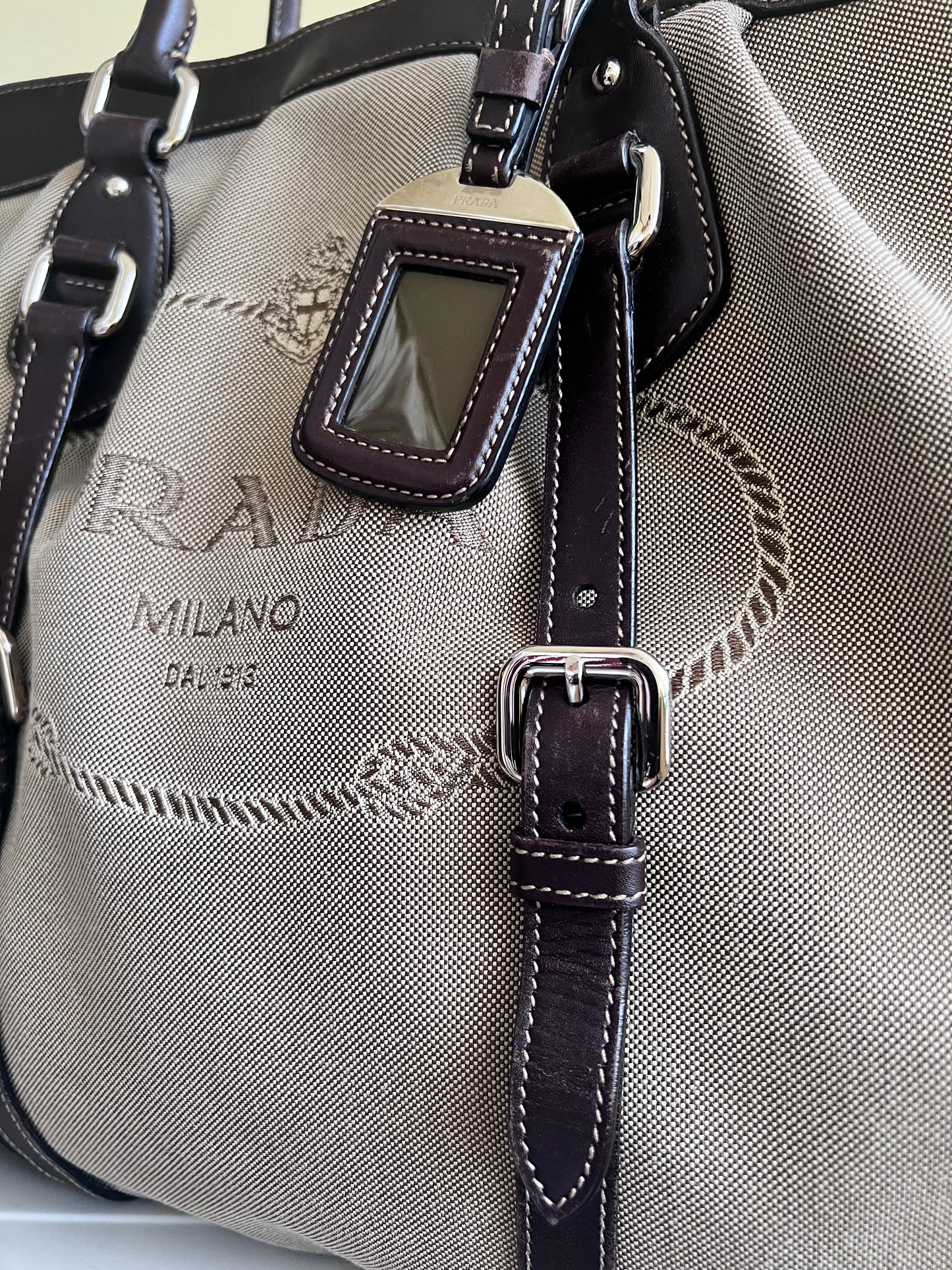 Prada Logo Jaquard tote