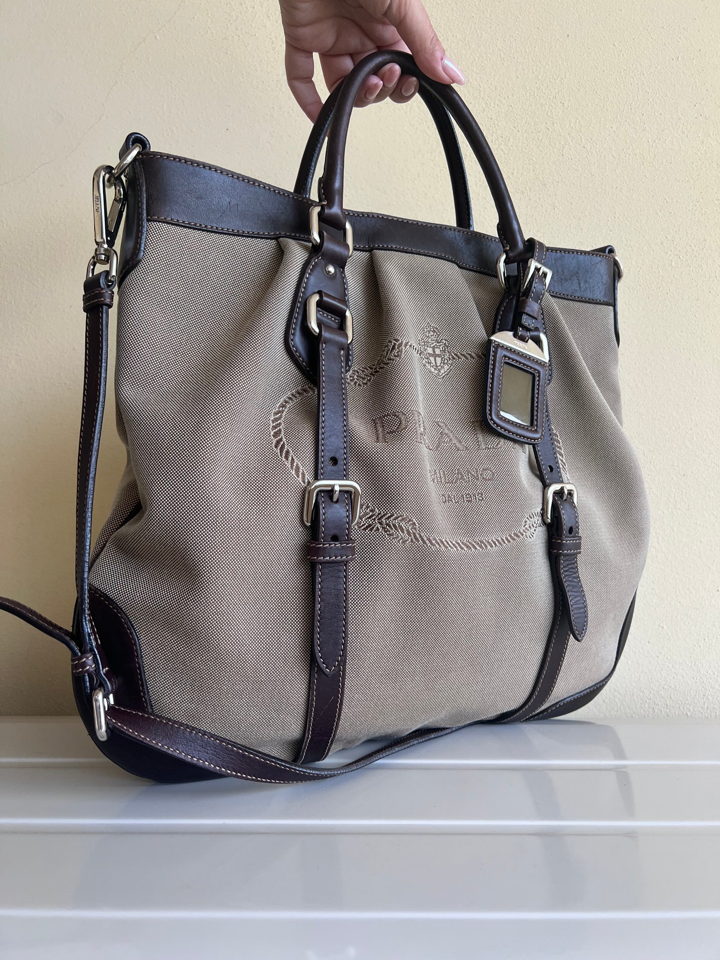 Prada Logo Jaquard tote