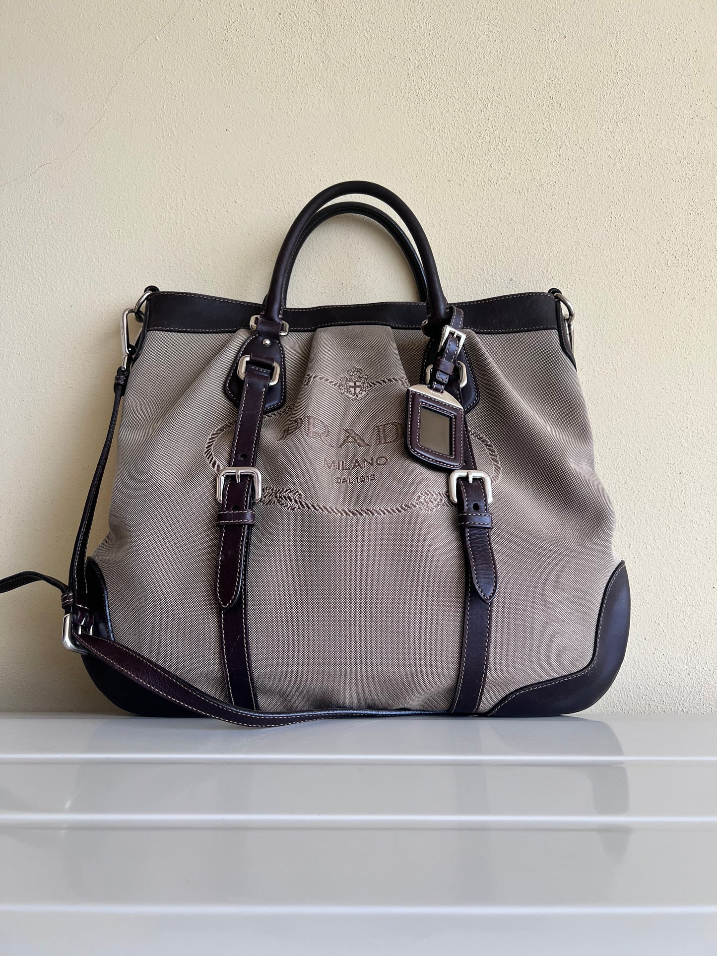Prada Logo Jaquard tote