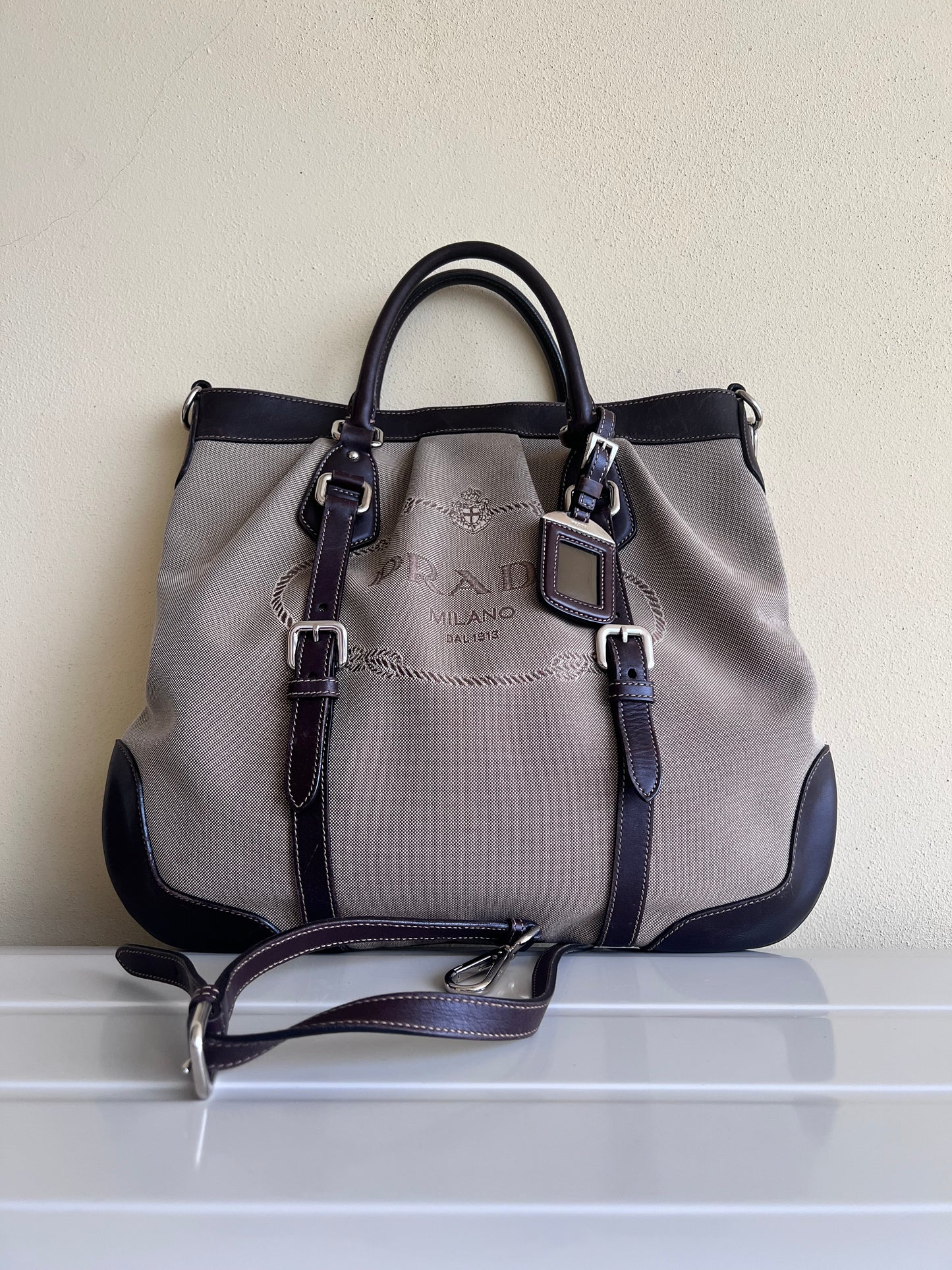 Prada Logo Jaquard tote