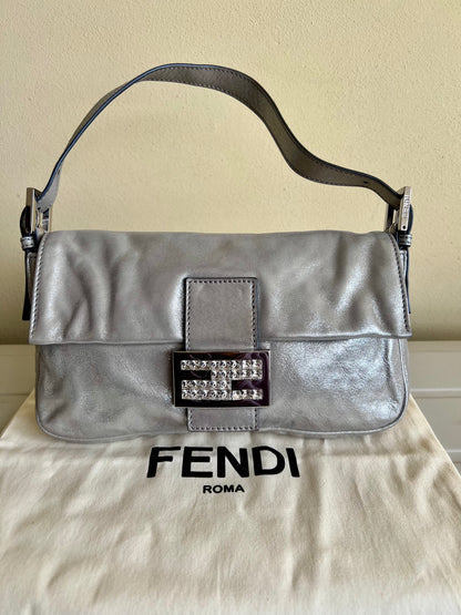 Fendi Baguette Silver leather