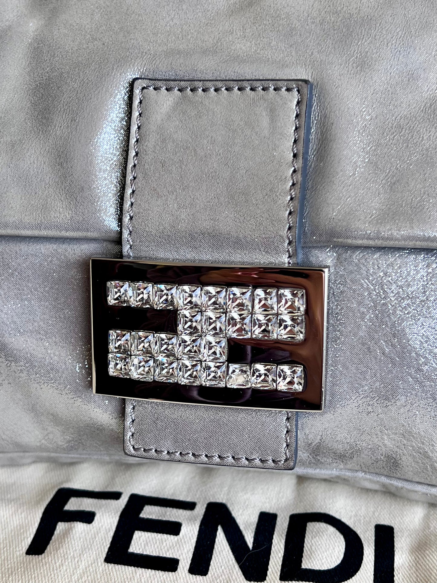 Fendi Baguette Silver leather
