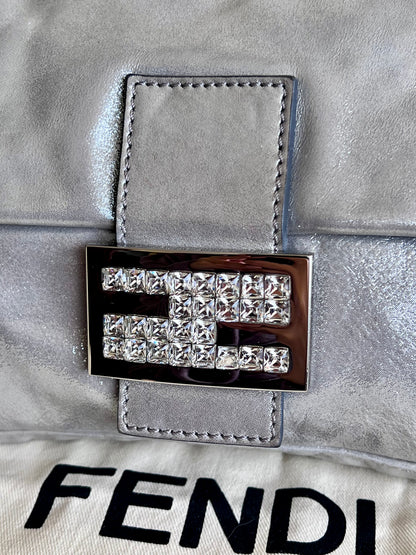Fendi Baguette Silver leather